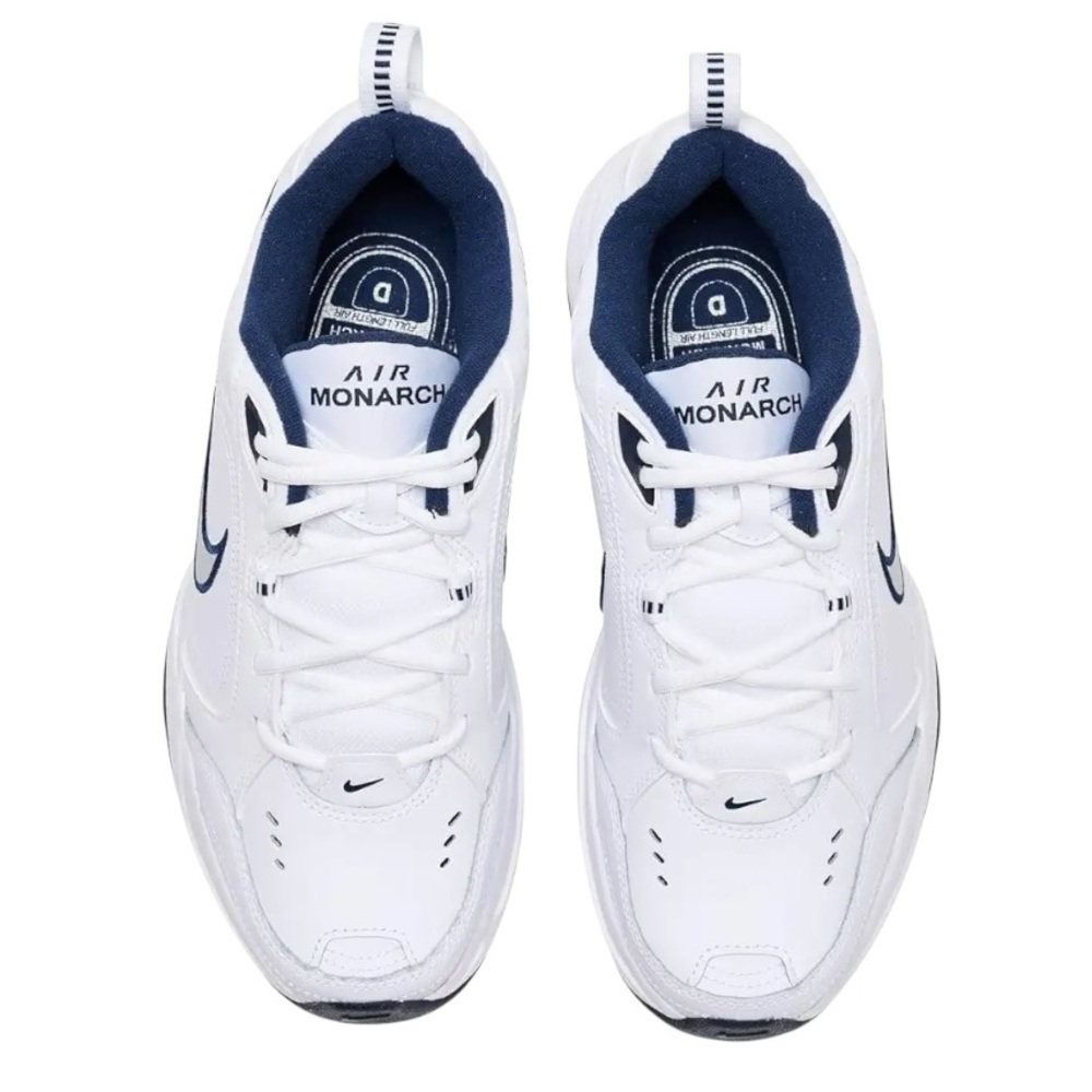 Nwt Nike Men's Air Monarch White And Navy Sneakers Sz 11.5 Wide